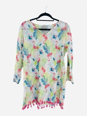 Charlie Paige Coastal Flamingo Print Cover Up
